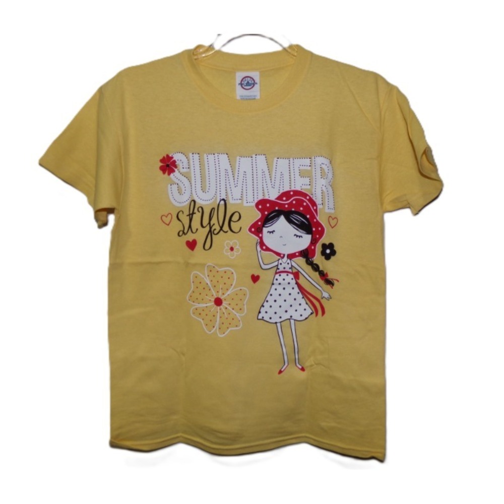 Girls Summer Style T-Shirt, Yellow, XL